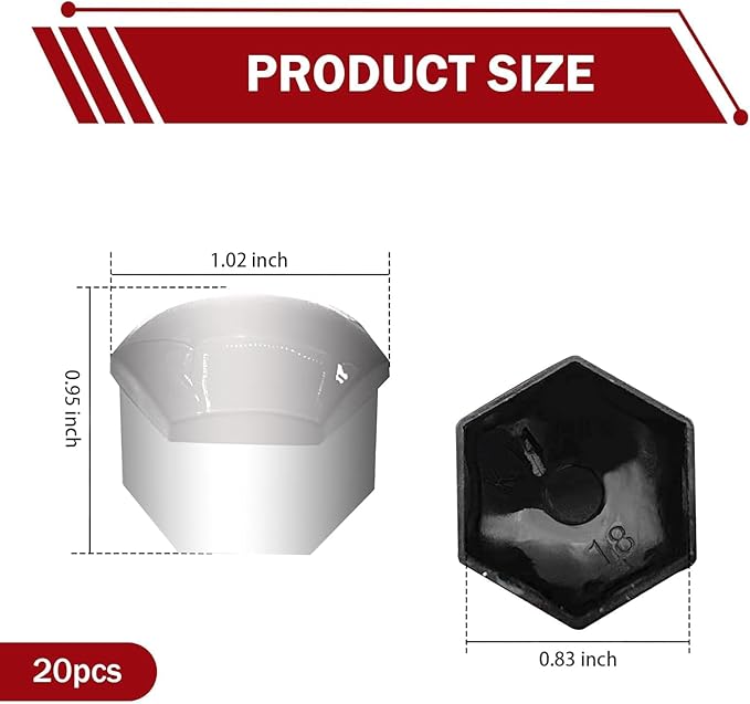 20 Pcs Wheel Nut Covers for Honda Pilot 2023-2025, Hex Lug Nut Caps Waterproof Protective PP Plastic Auto Hub Screw Protector Accessories,Silver-21mm