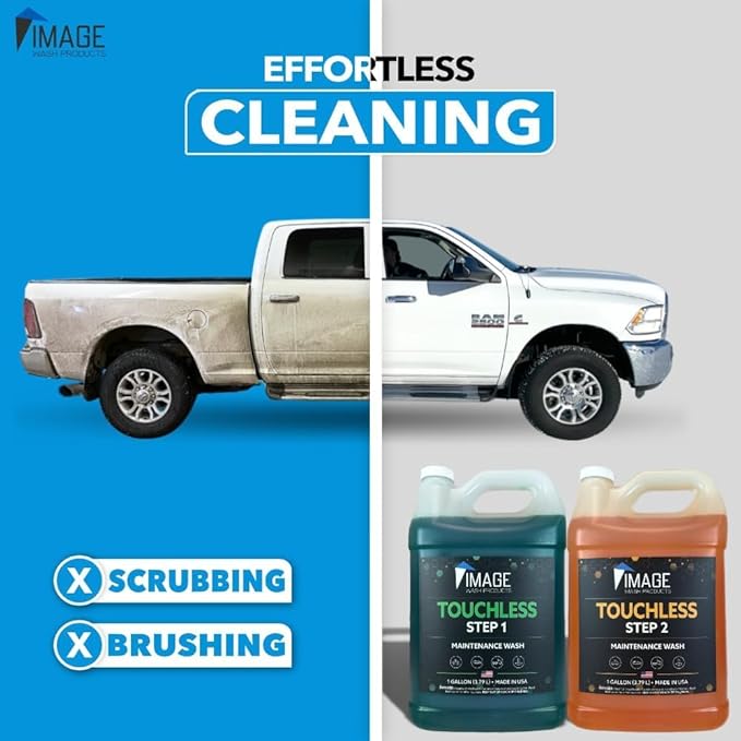 Image Wash Touchless Foam Cannon Kit, 2-Step Touchless Wash System with Dual Foam Cannons, Safe for Polished Aluminum, Wax & Ceramic Coatings, Biodegradable, 128 fl oz