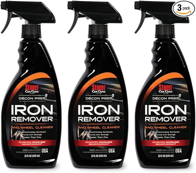 Stoner Car Care 92104-3PK Iron Remover & Wheel Cleaner – Odorless Iron Fallout & Brake Dust Remover for Paint, Wheels & Glass – pH Balanced Rust Decontaminant – Color Indicator – 22 fl oz (Pack of 3)