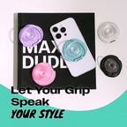 On The Grip Compatible with Magsafe Ultra-Thin Collapsible Phone Grip – Sleek Magnetic Phone Holder for iPhone & Android, 360 Rotation, Wireless Charger Compatible, Durable & Portable (Violet)