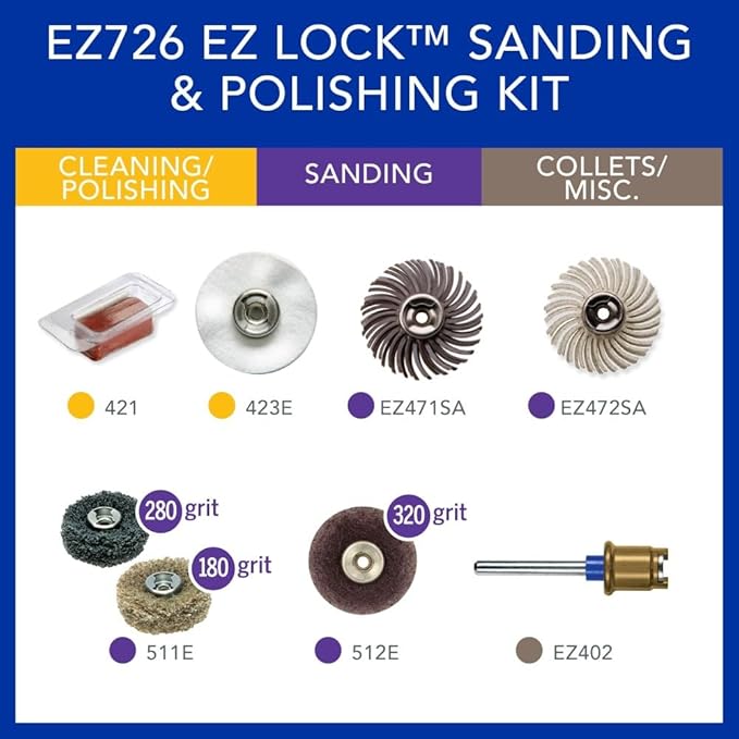 Dremel EZ726-01 EZ Lock™ Sanding & Polishing Rotary Accessory Micro Kit, 8 Piece Set