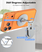 CloudValley Magnetic Phone Laptop Holder Mount, Foldable Hidden Portable Stand for iPhone 17/16/15/14/13 & All Phone, Clamp for Monitor Side, Compatible with Laptop, Desktop, Tesla Model 3/ Y, Gray