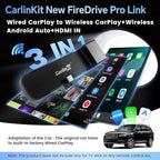 Carlinkit FireDrive Link Pro Car TV Mate, Convert Wired to Wireless Android Auto & CarPlay Adapter, Compatible with Wired CarPlay for Fire TV Stick Streaming, 5GHz WiFi/Plug & Play
