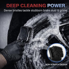 9PCS Pro Wheel & Tire Cleaning Kit - Flat Replaceable-Head Brush, Pocket Dual-Material Pads, Dual-Bristle Brushes, Boar Hair Detail Brush & Towel | Scratch-Free for All Vehicles