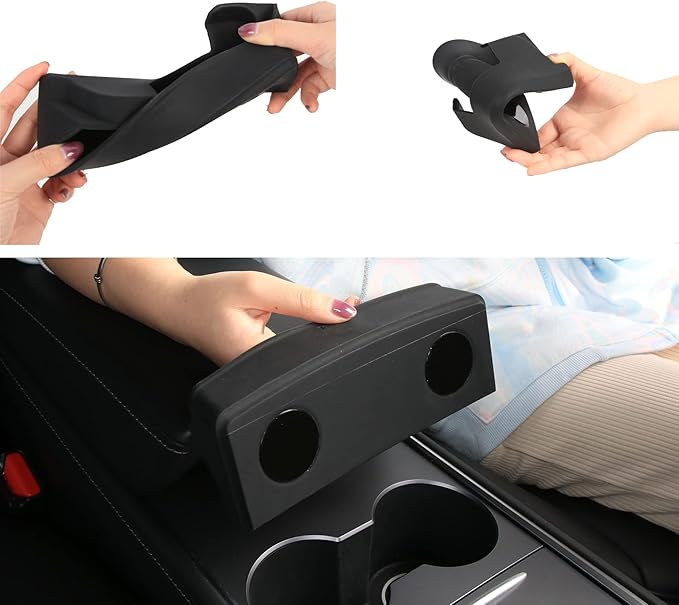 for Tesla Model Y 2024-2020 and Model 3 2023-2017 Accessories Center Console Organizer Tray Armrest Storage Box Silicone Sunglasses Coin Holder