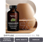 Brooklyn Botany Lemongrass Essential Oil - 100% Pure and Natural - Premium Grade Oil with Dropper - for Aromatherapy and Diffuser - 1 Fl Oz