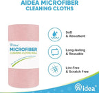 AIDEA Microfiber Cleaning Cloth Roll, 55 Sheets, Pink Towel, Microfiber Towels for Cars, Reusable Paper Towels, Shop Rags Washable, Cleaning Rags for Automotive, House, Kitchen, Cleaning Supplies11×9"