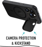 Spy-Fy Privacy case Compatible with iPhone 15 Pro with Camera Covers Front and Rear | Smokey | Magsafe Compatible and Kickstand | Protect Your Phone | 6-Foot Drop Proof | 6,1 Inch | Camera Protection
