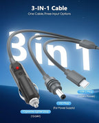 Starlink Mini Cable 3 in 1 Starlink Mini USB C to DC Power Cable 100W USB Type-C Car Cigarette Lighter DC Power Cord 18AWG Waterproof Work with 100W+ PD Supply