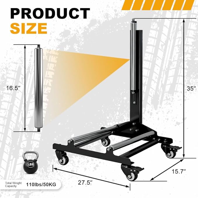 Yeeoy Rolling Wheel Detailing Stand, Heavy Duty Wheel Cleaning Stand, Portable Tire Car Detailing Roller with 3-Way Rotating Rollers for Cleaning, Ceramic Coating, Applying Tire Shine & Car Wheel Wash