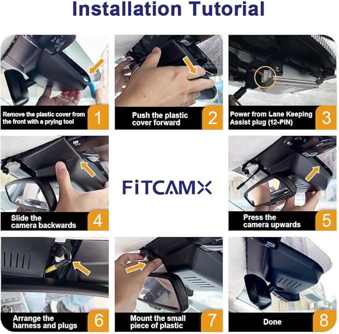 Fitcamx 4K Dual Dash Cam Adapts for Kia EV9 2023-2026 Wind Land GT-Line (Part No#DO000), Integrated OEM Style, Front 2160P+Rear 1080P Video, Loop Recording, WiFi&APP, G-Sensor, Easy to Use, 128GB Card