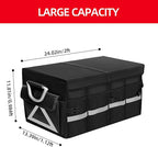 Trunk Organizer Wiith Lid For SUV, Truck, Car Trunk Organizer, Large, Black, 4-Compartments With Handle