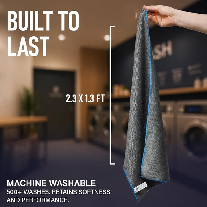 Rapid Dry Towels The Finisher Premium Microfiber Detailing & Utility Towel | 70 x 40cm | Channel Weave Lint-Free Cleaning Cloth | Scratch-Free Car Towel for Glass Chrome Interior & Home Cleaning