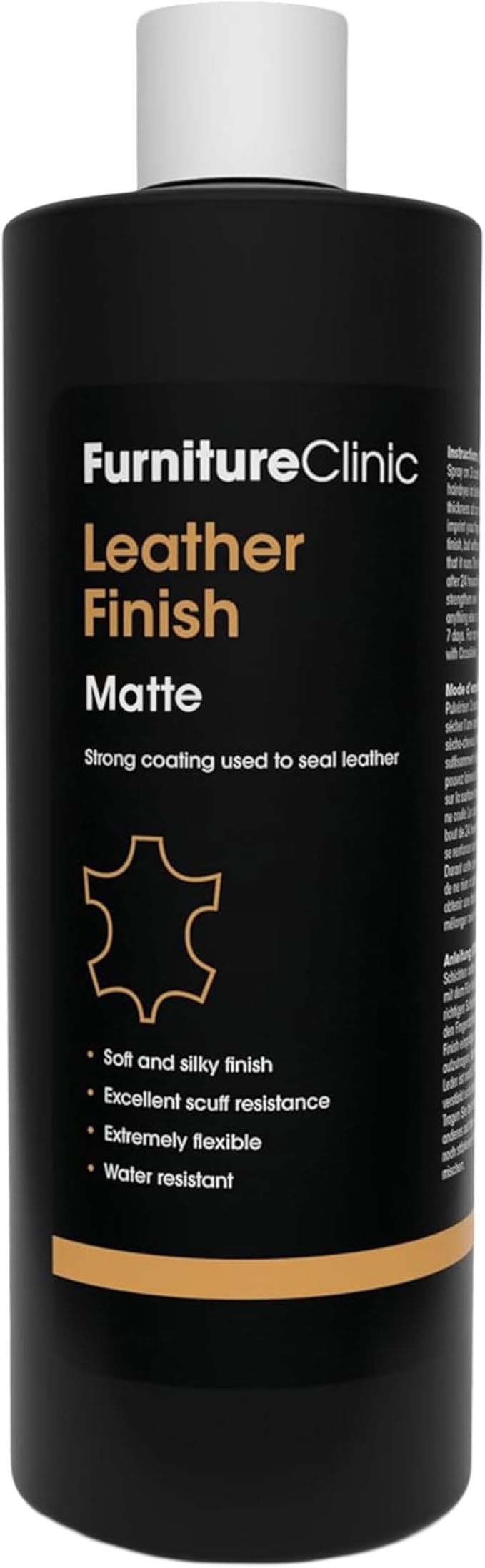 Furniture Clinic Leather Finish Matte | Seal & Protect | Suitable for Leather Sofas, Car Interiors, Handbags, and More | Flexible | Prevents Scratches and Scuffs | Matte Finish (500 ml / 17 oz)