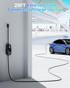 EVDANCE Level 2 EV Charger for Tesla, 40A / 9.6kW Fast Home EV Charging Station with NEMA 14-50 Plug, 25FT Cable, Adjustable Current & Delay Timer, Compatible with All Tesla Model 3/Y/S/X (NACS Plug)