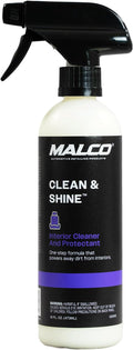 Malco Clean and Shine Interior Car Cleaner and Dressing - Best Interior Car Care to Restore Leather Plastic and Vinyl / 1 Simple Step To Clean, Condition, and Protect/Non-Glare Satin Finish (125916)