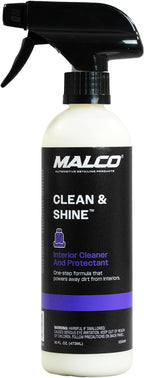 Malco Clean and Shine Interior Car Cleaner and Dressing - Best Interior Car Care to Restore Leather Plastic and Vinyl / 1 Simple Step To Clean, Condition, and Protect/Non-Glare Satin Finish (125916)