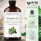 Majestic Pure Essential Oil with Glass Dropper - 100% Pure and Natural - Essential Oils for Diffuser, Aromatherapy, Soap and Candle Making, Oregano Essential Oil, Oregano Oil, 4 Fl Oz