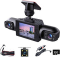 Full View Car Dashcam System, 360° 4 Channel Dash Cam for Cars Front/Rear/Left/Right, 4k Definition 1080p with 32/64/128GB, with Interior Infrared Light Sensor Loop Recording