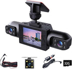 Full View Car Dashcam System, 360° 4 Channel Dash Cam for Cars Front/Rear/Left/Right, 4k Definition 1080p with 32/64/128GB, with Interior Infrared Light Sensor Loop Recording