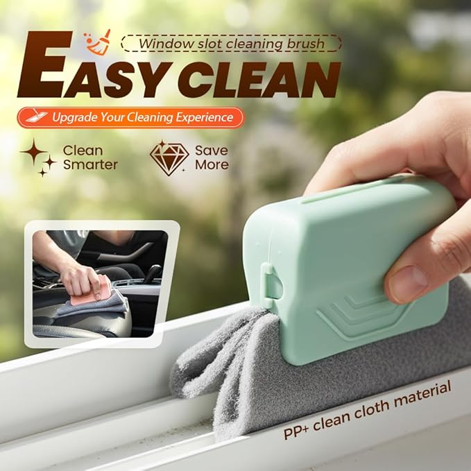 Magic Window Track Cleaner, Window Groove Cleaning Brush Tools Set, Cleaner Brushes for Window lides Gaps Tile Lines Shutter Slats Car Vents & Narrow Gaps (3PC Colorful)