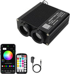 AZIMOM Dual Color 32W Sound Activated Fiber Optic Light Source RGBW Light Box Engine Diver Bluetooth/RF Remote Control Music Sensor Mode for Car Home Star Ceiling Decoration
