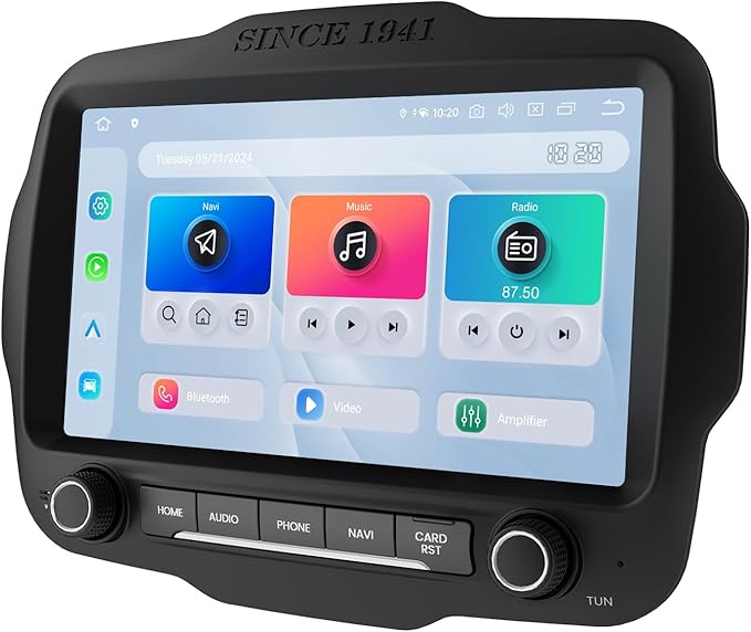 Dasaita 8GB+256GB Car Stereo for Jeep Renegade 2015-2022, Wireless CarPlay & Android Auto, Android 13 GPS Navigation, Plug & Play Off-Road Head Unit, Voice/Knobs Control, 9 Inch QLED Screen