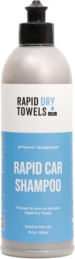 Rapid Dry Towels Rapid Car Shampoo | 500ml | pH Neutral Biodegradable Car Wash Soap | High Foaming Residue-Free Shampoo | Foam Cannon & Bucket Wash Car Detailing Shampoo for Wax & Ceramic Coatings