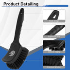 MVEQRRN 2Pack Car Wheel & Tire Detailing Brush Set,Stiff Bristle tire Brush for CleaningTires, Wheel Cleaner Brush with Soft Bristles,Car Wheel Cleaning Brush for Alloy Rims, Carpet,Tires,RVs (Black)