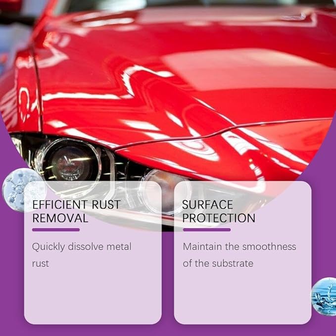 Iron Remover Car Detailing, 4 fl.oz Portable Rust Remover Spray, Fast-Drying & Gentle Formula, Removes Rust, Iron Deposits & Brake Dust for Vehicles & Metal Tools (1 Pack)