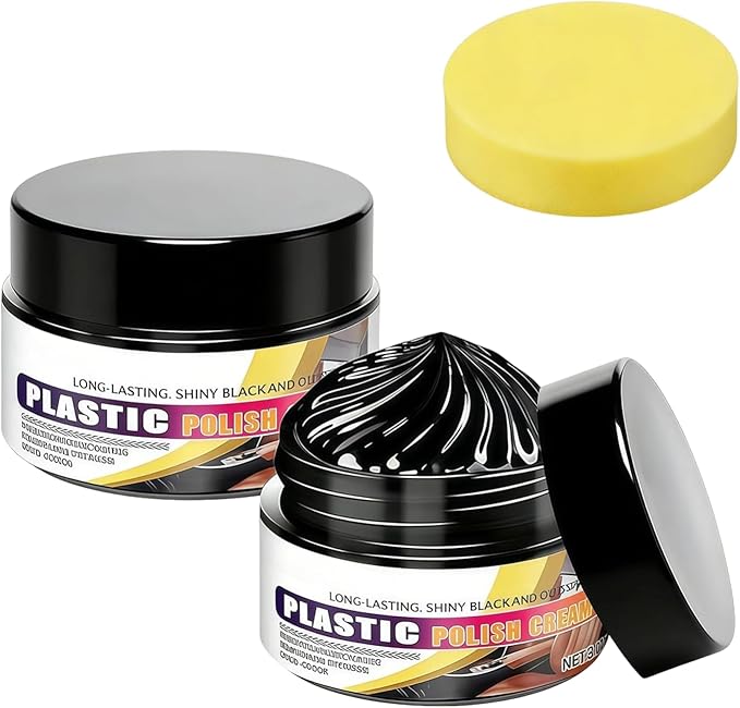 Tyre Nourish Cream, Tire Wax 100g with Sponge,Tire Polishing Paste, Restores Black Gloss, Wheel Cleaning Refurbish Wax, Polishing Paste for Cars Trucks, Restores Like-New Look (2pcs)