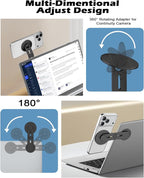 CloudValley Magnetic Phone Laptop Holder Mount, Foldable Hidden Portable Stand for iPhone 17/16/15/14/13 & All Phone, Clamp for Monitor Side, Compatible with Laptop, Desktop, Tesla Model 3/ Y, Black