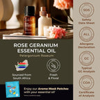 100% Pure Rose Geranium Essential Oil - 0.34 Fl Oz - Rose Geranium Oil for Hair, Skin, Diffuser, Aromatherapy & DIY Candle Making Scent