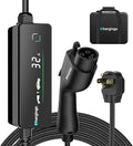 Level 2 EV Charger for SAE J1772 E, 32A 240V Portable EV Charger with NEMA 14-50 Plug, 25FT Cable, Adjustable 16A-32A, LCD Display, Plug-and-Play Fast Charging Station for Home/Outdoor