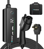 Level 2 EV Charger for SAE J1772 E, 32A 240V Portable EV Charger with NEMA 14-50 Plug, 25FT Cable, Adjustable 16A-32A, LCD Display, Plug-and-Play Fast Charging Station for Home/Outdoor