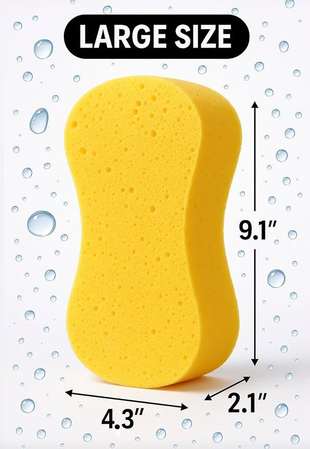 2-Pack Car Wash Sponges - Large Sponges, Extra Thick for All-Purpose Cleaning, Ideal for Vehicle Washing, Equipment Cleaning, Boat Cleaning