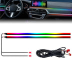 HMYC Dream Color Acrylic Interior Car Lights, 2 Pieces 75cm/29.5inch 128 Colorful Car LED Strip Light RGB Fiber Optic Rainbow Ambient Lighting bar, Universal Decoration Dynamic Atmosphere Neon Lights