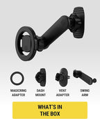 Scosche SMS1ODVR-1 MagicMount 5-in-1 MagSafe Phone Mount for Car Vent, Dashboard and Back of Display for Floating Screens, Hands Free Magnetic Cell Phone Holder Compatible with iPhone 16 15 14 13 12