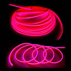 El Wire Pink Interior Car LED Strip Lights, 3M Neon Wire USB 5V with Fuse Protection for Automotive Interior Decoration, with 6mm Sewing Edge