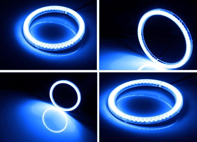iJDMTOY 72-75mm Size Ultra Blue LED Halo Ring Lighting Kit for Automotive Accent/Ambient or Retrofit Decoration