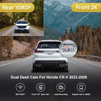 Fitcamx Front 2K+Rear 1080P Dash Cam Adapts for Honda CR-V 2023-2026 Hybrid (Grey), OEM Factory Style, Dual HD Video, WiFi & APP, Loop Recording, Collision Detection, Easy to Operate, 64GB Card