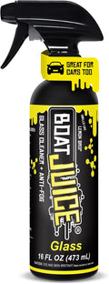 Boat Juice 2in1 Glass Cleaner & Anti-Fog Spray | Streak-Free for Boat Windshields, Car & RV Windows, Navigation Screens | No Rinse | Ammonia-Free | Lemon Drop Scent | Made in USA | 16oz