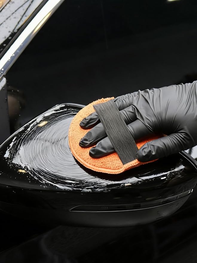 SPTA Microfiber Applicator Pads, 9Pcs 5 inch Car Wax Applicator Hand Polishing Microfiber Foam Pads Set with Grip of Elastic Band, Microfiber Buffing Cleaning Pads for Car Polish Applying Wax