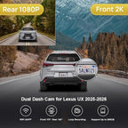 Fitcamx Front 2K+Rear 1080P Dash Cam Adapts for Lexus UX 2025 2026 300h Premium F Sport Handling Design, OEM Look, Dual HD Video, WiFi Connect & APP, Loop Recording, G-Sensor, Easy to Use, 64GB Card