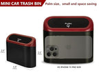 Ginsco Mini Car Trash Can with Lid, Small Car Garbage Can, Cute Leakproof ABS Car Trash Bin, Car Accessories for Interior, Garbage Bin for Car, Home, Office with 60pcs Trash Bags Black/Red