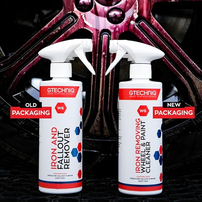 Gtechniq W6 Iron Removing Wheel & Paint Cleaner for Cars, 33.8 fl oz | Powerful Iron and Fallout Remover, Dissolves Contaminants Safely, Protects Paintwork and Wheels