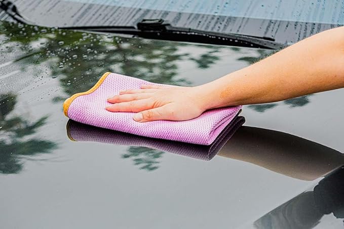 Maxshine 3 Pack Microfiber Towel (520GSM) - Purple with Yellow Silk Border, Professional Drying Cloths for Car Detailing - 20”x27.5” (51x70cm) - Ultra Soft, Scratch-Free Auto Detailing Towels