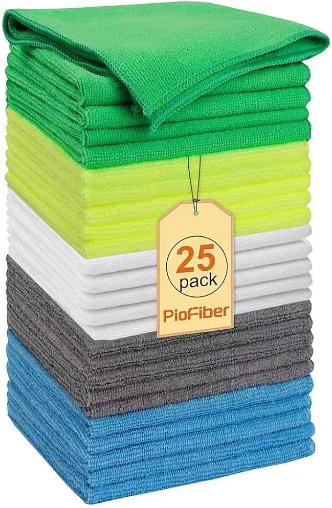 Microfiber Cleaning Cloths 15"x15" – 270GSM Plush Lint-Free Towels for Cars & Auto Detailing, Super Absorbent Car Wash Cloths for Drying, Polishing, Glass & Household(25 Pack)