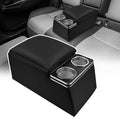 Universal Truck Seat Organizer with Cup Holders, Rear Bench Seat Center Consoles with Armrest Middle Storage Box, Padded Top Lid for Armrest, Black