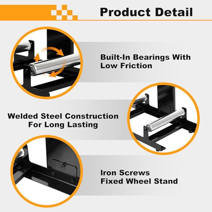 Yeeoy Rolling Wheel Detailing Stand, Heavy Duty Wheel Cleaning Stand, Portable Car Detailing Roller for Wheel Rim Cleaning, Ceramic Coating, polishing Applying Tire Shine & Car Wheel Wash